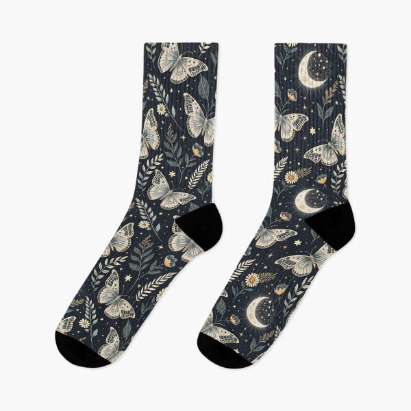 Item preview, Moonlit Butterfly Garden – Celestial Botanical Night Pattern designed and sold by NinthLantern.