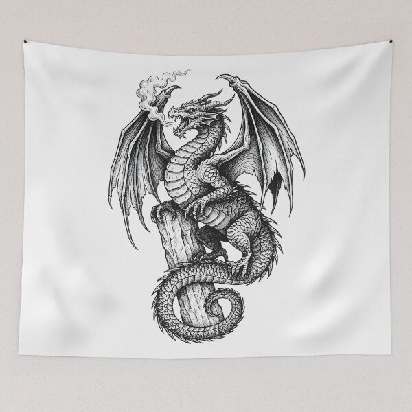 Item preview, Vintage Dragon Engraving - Detailed Ink Illustration Art designed and sold by DragonSerpent Ink.