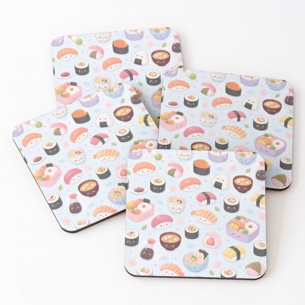 Item preview, Kawaii Japanese Food & Sushi Watercolor Pattern designed and sold by Skyrocketz.