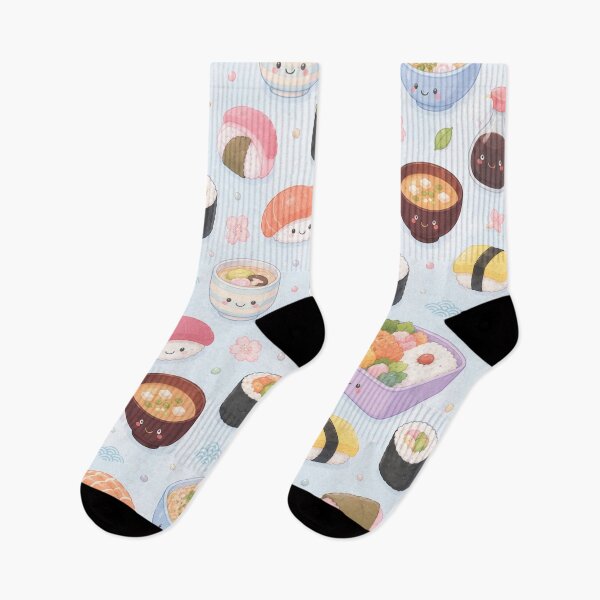 Item preview, Kawaii Japanese Food & Sushi Watercolor Pattern designed and sold by Skyrocketz.