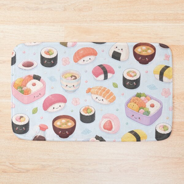 Item preview, Kawaii Japanese Food & Sushi Watercolor Pattern designed and sold by Skyrocketz.