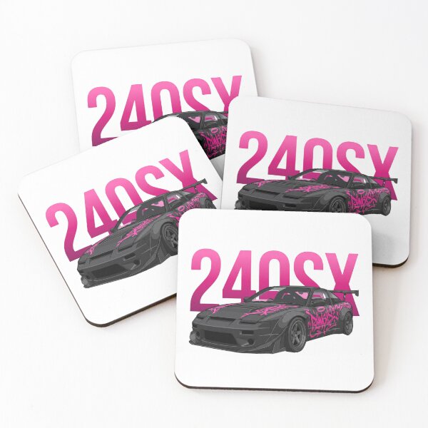 Item preview, Black Nissan 240SX S13 Widebody Pink Livery JDM Drift Vector Art designed and sold by Motorline44.