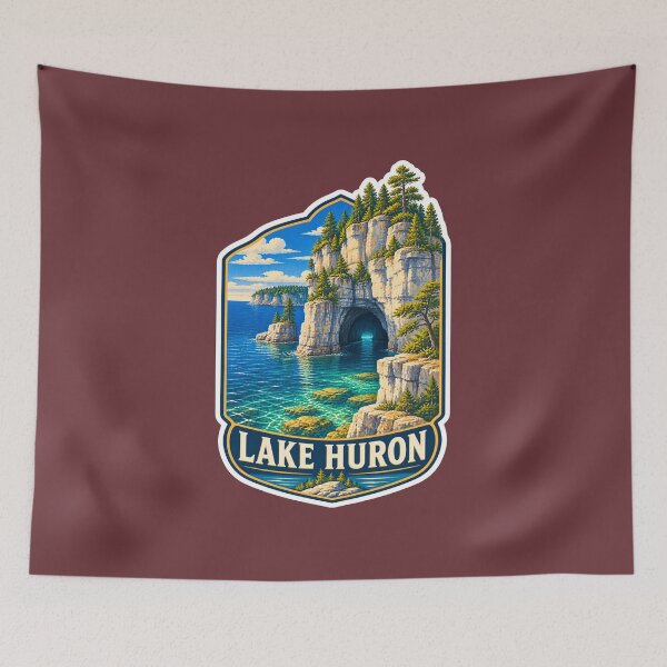 Item preview, Lake Huron Vintage Canadian Great Lakes Scenic Prints designed and sold by PinUpPizzazz.