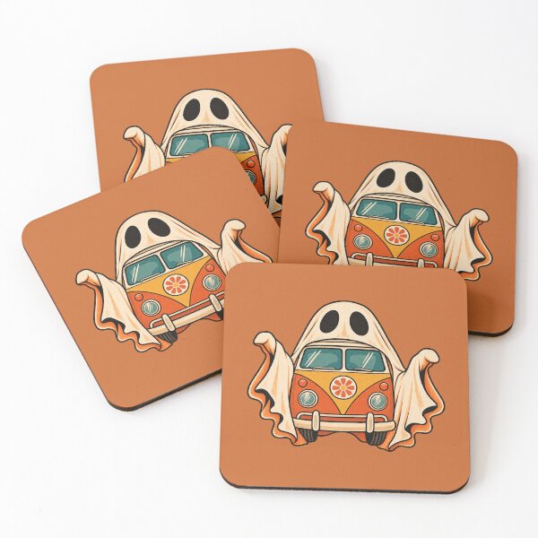 Item preview, Retro 1970s Groovy Ghost Camper Van Art – Vintage Halloween Print designed and sold by MagicMakerPh.
