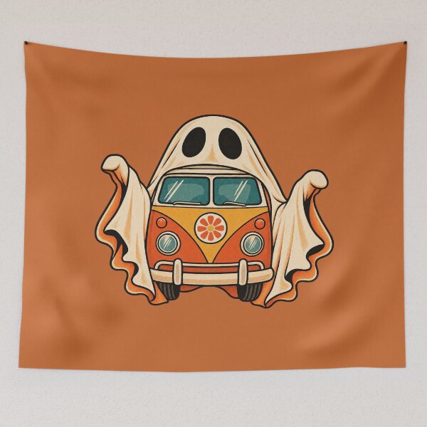 Item preview, Retro 1970s Groovy Ghost Camper Van Art – Vintage Halloween Print designed and sold by MagicMakerPh.