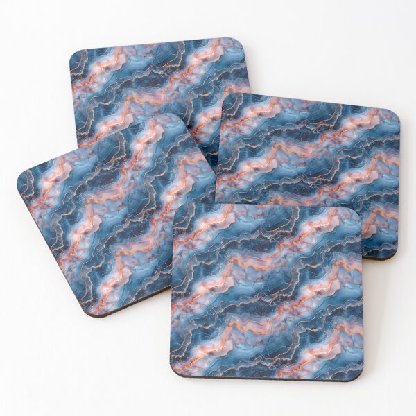 Item preview, Elegant Blue and Blush Pink Gold Vein Agate Marble designed and sold by NTGUILTY.