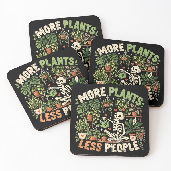 Item preview, More Plants Less People Plant Lover Introvert Skeleton Humor designed and sold by SkeletonsDanger.