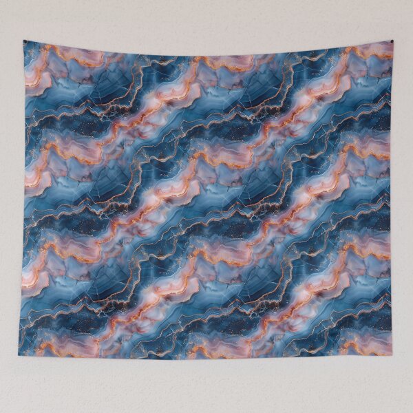 Item preview, Elegant Blue and Blush Pink Gold Vein Agate Marble designed and sold by NTGUILTY.