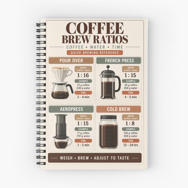 Item preview, Coffee Brew Ratios Poster – Pour Over, French Press & Cold Brew Guide designed and sold by astersgraphics.