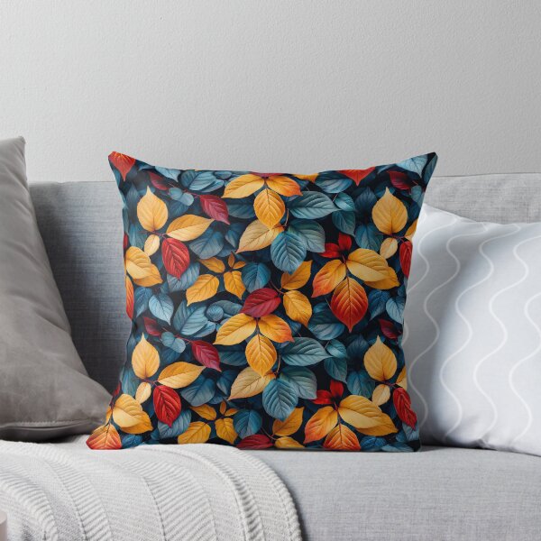 Item preview, Vibrant Teal and Orange Autumn Leaves Pattern designed and sold by NTGUILTY.