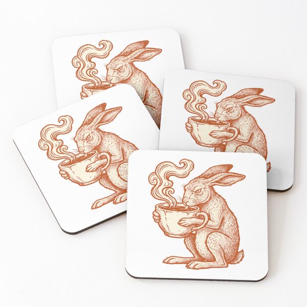 Item preview, Grumpy Hare Drinking Tea Retro Print designed and sold by The Mellonaire.