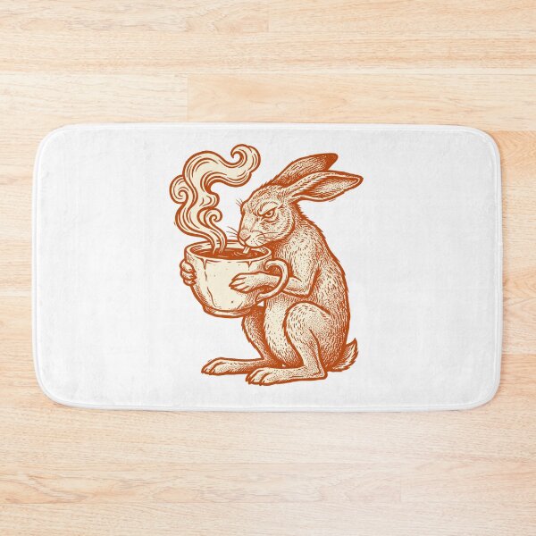 Item preview, Grumpy Hare Drinking Tea Retro Print designed and sold by The Mellonaire.