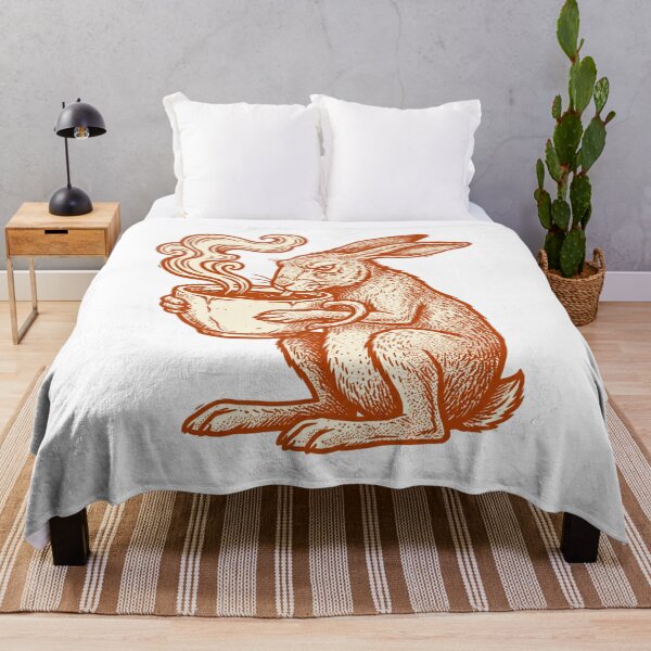 Item preview, Grumpy Hare Drinking Tea Retro Print designed and sold by The Mellonaire.