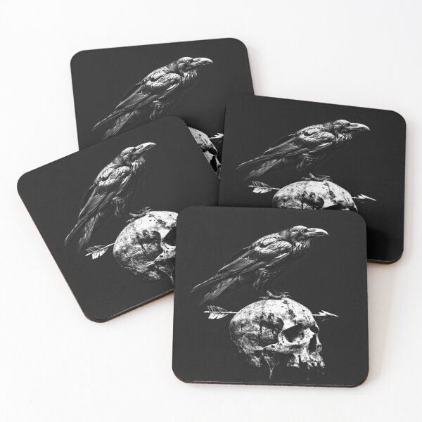 Item preview, Gothic Raven Skull Arrow Macabre Dark Horror Art Print designed and sold by inkoutninja.