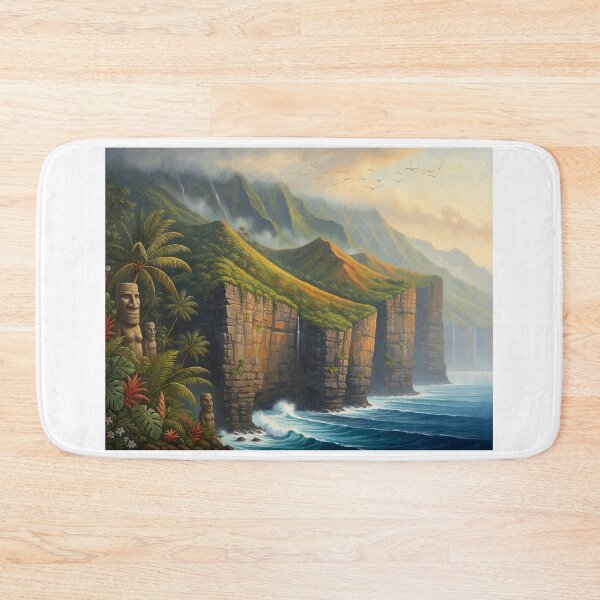 Item preview, Sacred Cliffs and Moai — Mystical Pacific Coast designed and sold by Hawaii26.
