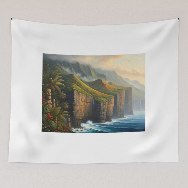 Item preview, Sacred Cliffs and Moai — Mystical Pacific Coast designed and sold by Hawaii26.