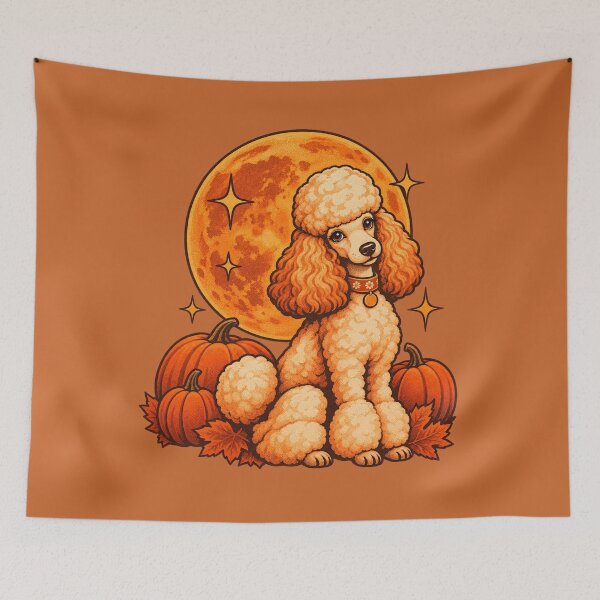 Item preview, Retro 1970s Harvest Moon Poodle Art – Groovy Vintage Halloween Print designed and sold by MagicMakerPh.