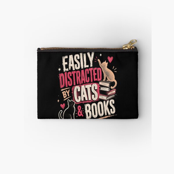 Item preview, Easily Distracted By Cats & Books Cat Lover Bookworm Reader Gift designed and sold by SkeletonsDanger.