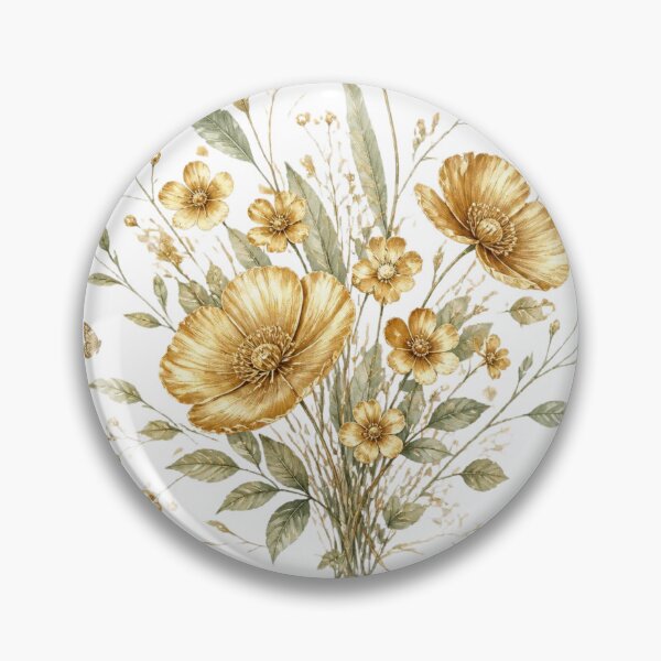 Item preview, Luminous Golden Wildflower Bouquet with Butterflies – Elegant Botanical Watercolor designed and sold by Bluepanda21.