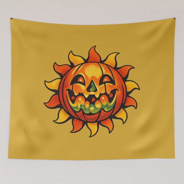 Item preview, Retro 1970s Lava-Lamp Jack-o-Lantern Sun Art – Groovy Halloween Print designed and sold by MagicMakerPh.