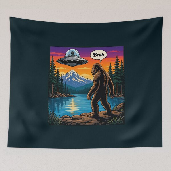 Item preview, Bigfoot UFO Lake Encounter Poster designed and sold by TTEDGLOBAL.