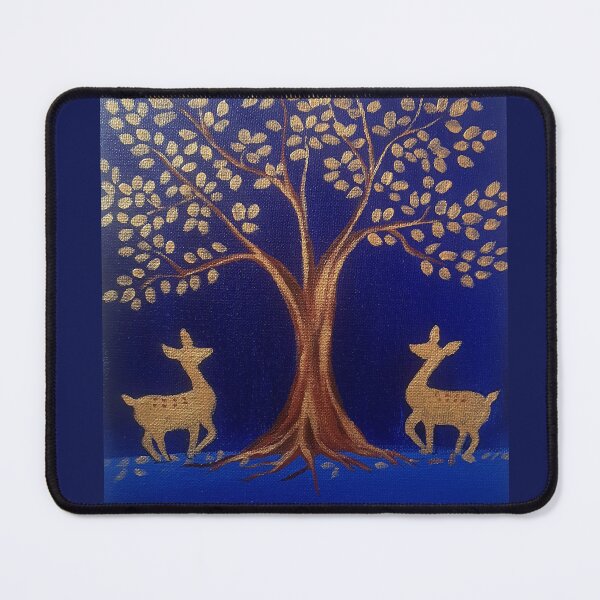 Item preview, Whispers of the Golden Forest | Sacred Tree & Golden Deer | Indian Art designed and sold by Sakshiartwork.