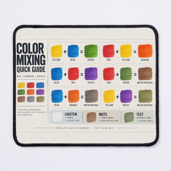 Item preview, Color Mixing Quick Guide – Artist Paint Mixing Reference Desk Mat designed and sold by astersgraphics.