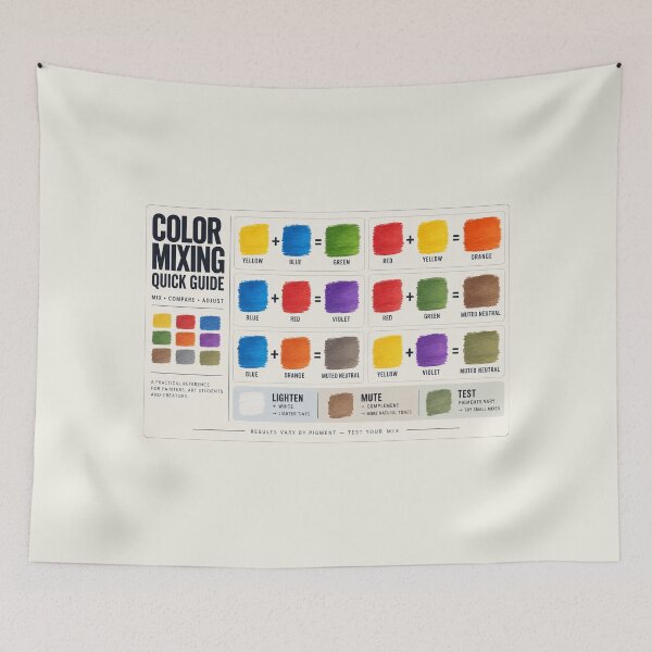 Item preview, Color Mixing Quick Guide – Artist Paint Mixing Reference Desk Mat designed and sold by astersgraphics.