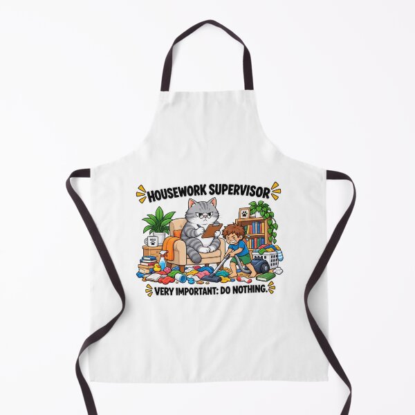 Item preview, Housework Supervisor Funny Cat Cleaning Humor Lazy Cat Homebody Gift designed and sold by MrDev.