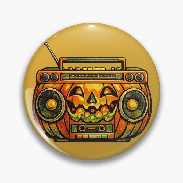 Item preview, Retro 1970s Lava-Lamp Boombox Jack-o-Lantern Art – Groovy Halloween Print designed and sold by MagicMakerPh.