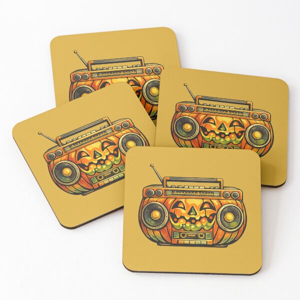 Item preview, Retro 1970s Lava-Lamp Boombox Jack-o-Lantern Art – Groovy Halloween Print designed and sold by MagicMakerPh.
