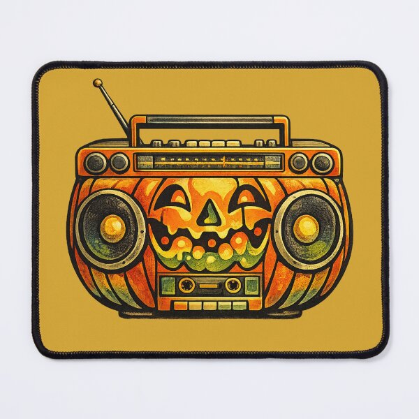 Item preview, Retro 1970s Lava-Lamp Boombox Jack-o-Lantern Art – Groovy Halloween Print designed and sold by MagicMakerPh.