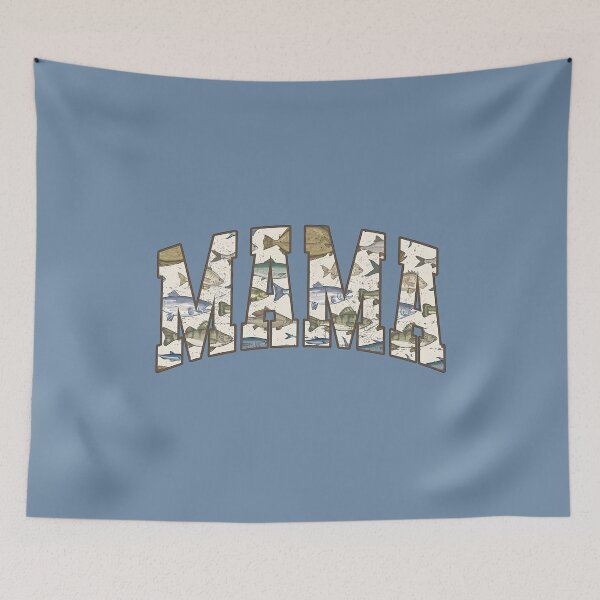 Item preview, MAMA Fishing Fish Pattern Varsity Letters Retro Fisher Mom Graphic designed and sold by Thedustyart.