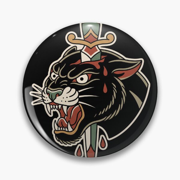 Artikelvorschau, Pantherkopf-Dolch – Traditionelles Tattoo entworfen und verkauft von The Mellonaire.