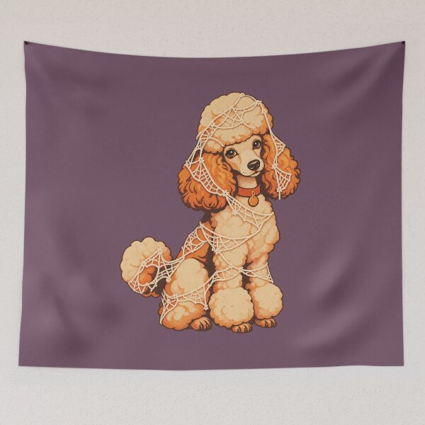 Item preview, Retro 1970s Lace Cobweb Poodle Art – Groovy Vintage Halloween Print designed and sold by MagicMakerPh.