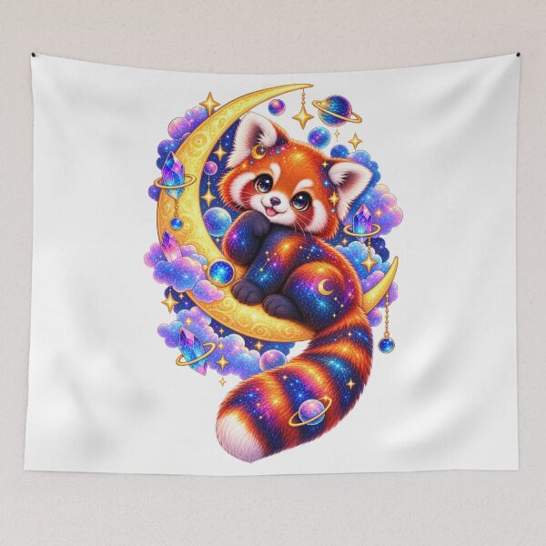 Item preview, Cosmic Red Panda Crescent Moon designed and sold by jgvisualarts.