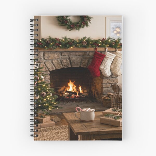 Item preview, Cozy Rustic Christmas Living Room Fireplace Scene designed and sold by Solomon-Ent-144.