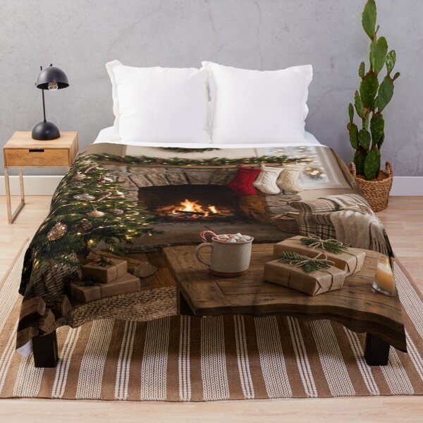 Item preview, Cozy Rustic Christmas Living Room Fireplace Scene designed and sold by Solomon-Ent-144.