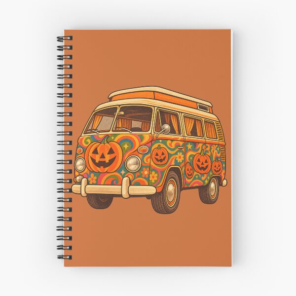Item preview, Retro 1970s Psychedelic Jack-o-Lantern Camper Van Halloween Print designed and sold by MagicMakerPh.