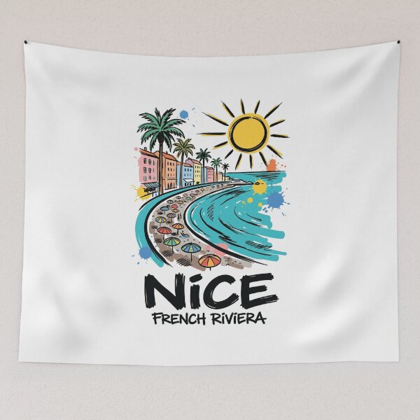 Item preview, French Riviera Nice Coastal Travel Art designed and sold by Merch by Das Design Studio.