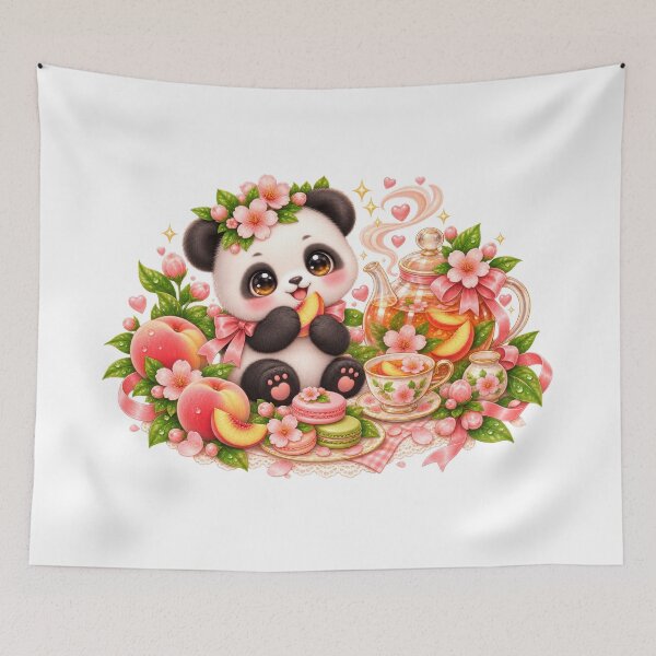 Item preview, Cute Panda Peach Blossom Tea Party designed and sold by jgvisualarts.