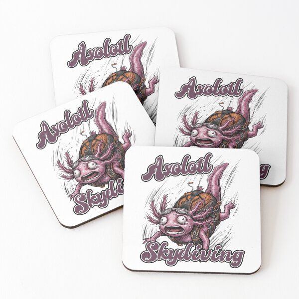 Artikelvorschau, Axolotl-Fallschirmsprung-Cartoon – Lustiges Extremabenteuer-Design entworfen und verkauft von LOVEARTDESIGN.