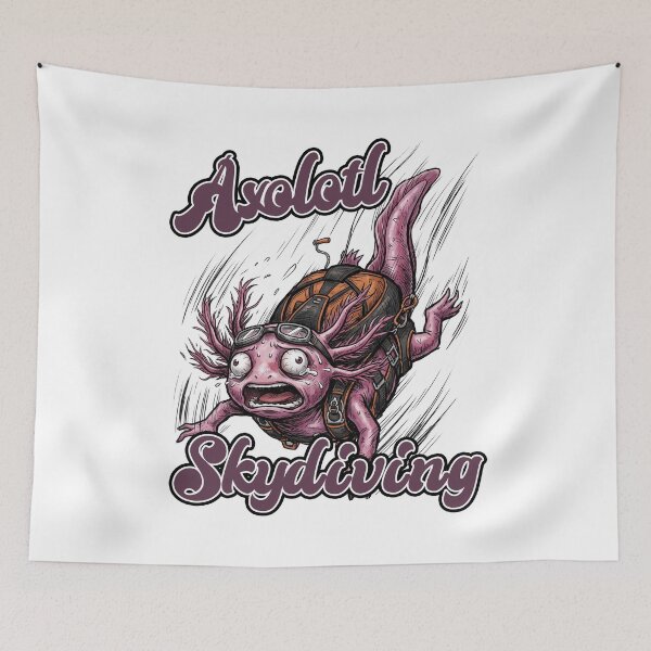 Item preview, Axolotl Skydiving Cartoon – Funny Extreme Adventure Design designed and sold by LOVEARTDESIGN.