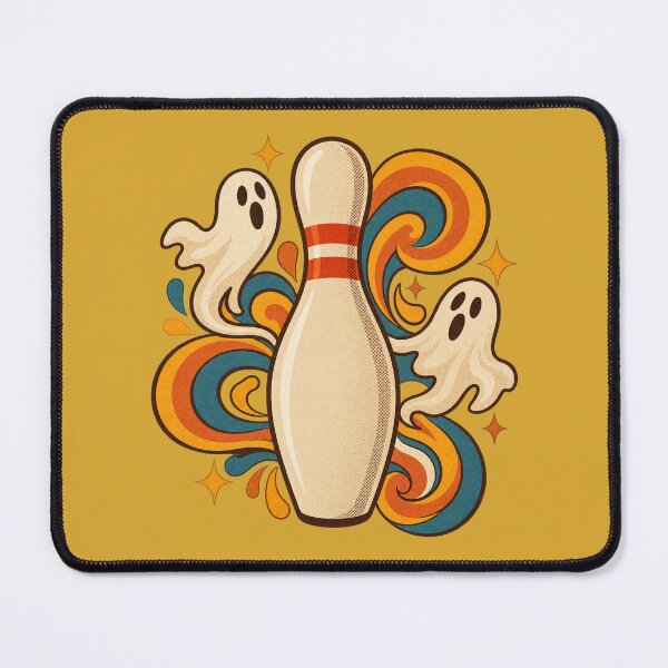 Item preview, Retro 1970s Ghost Swirl Bowling Pin Art – Groovy Vintage Halloween Print designed and sold by MagicMakerPh.