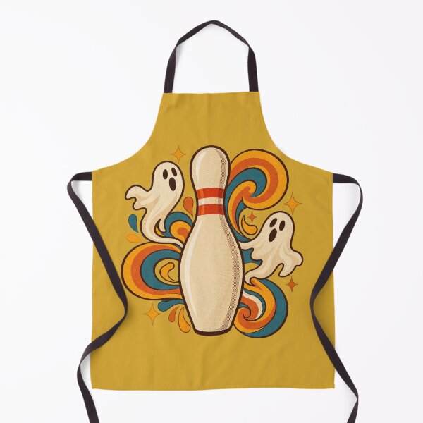 Item preview, Retro 1970s Ghost Swirl Bowling Pin Art – Groovy Vintage Halloween Print designed and sold by MagicMakerPh.