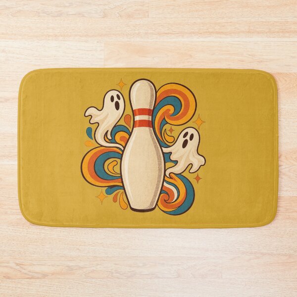 Item preview, Retro 1970s Ghost Swirl Bowling Pin Art – Groovy Vintage Halloween Print designed and sold by MagicMakerPh.