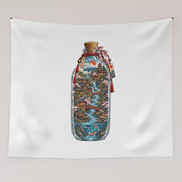 Item preview, The Village in the Bottle | Japanese Ukiyo-e Fantasy designed and sold by Substance_life.