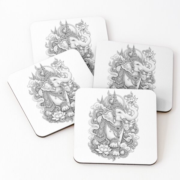 Item preview, Sacred Thai White Elephant Lotus Art designed and sold by mamhew2456.