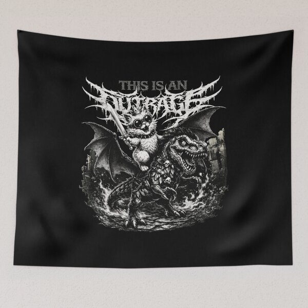 Item preview, Funny Cat Riding Dinosaur Outrage  designed and sold by NicoleCru18865.