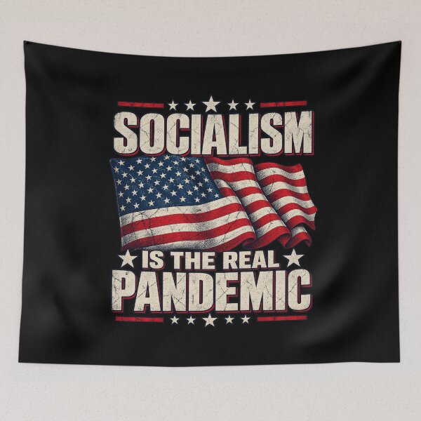 Item preview, Socialism Is The Real Pandemic Anti Socialist American Flag designed and sold by ZaDonShop.